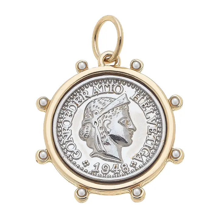 STUDDED COIN TWO TONE CHARM