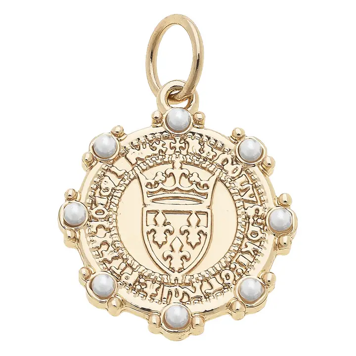 PEARL STUDDED COIN GOLD CHARM