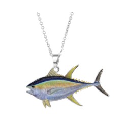 SILVER ENAMEL TUNA NECKLACE