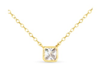 BEZEL CUT SQUARE GOLD NECKLACE