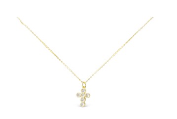 GOLD SMALL ROUND CROSS NECKLACE
