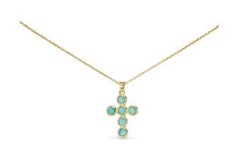 GOLD CROSS STONE NECKLACE