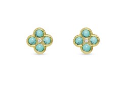 GOLD STONE CLOVER EARRINGS