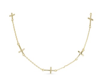 GOLD STATION CROSS NECKLACE