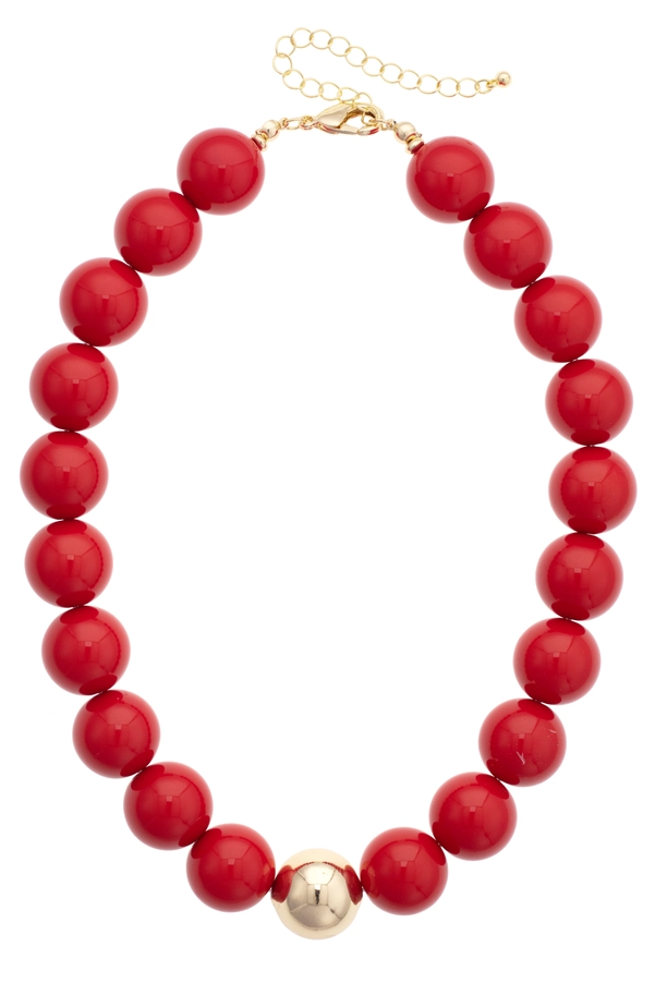 MARJORIE BEAD NECKLACE RED