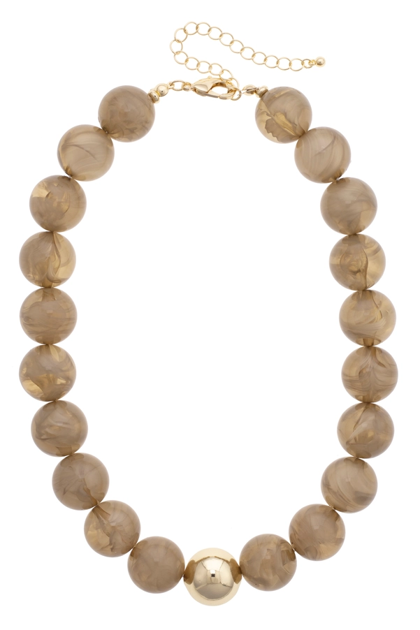 MARJORIE BEAD NECKLACE SM TAUPE