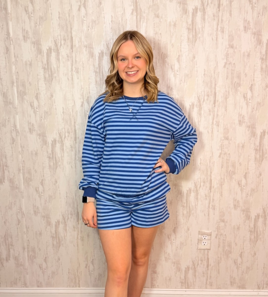 STRIPE LS SHORT SET