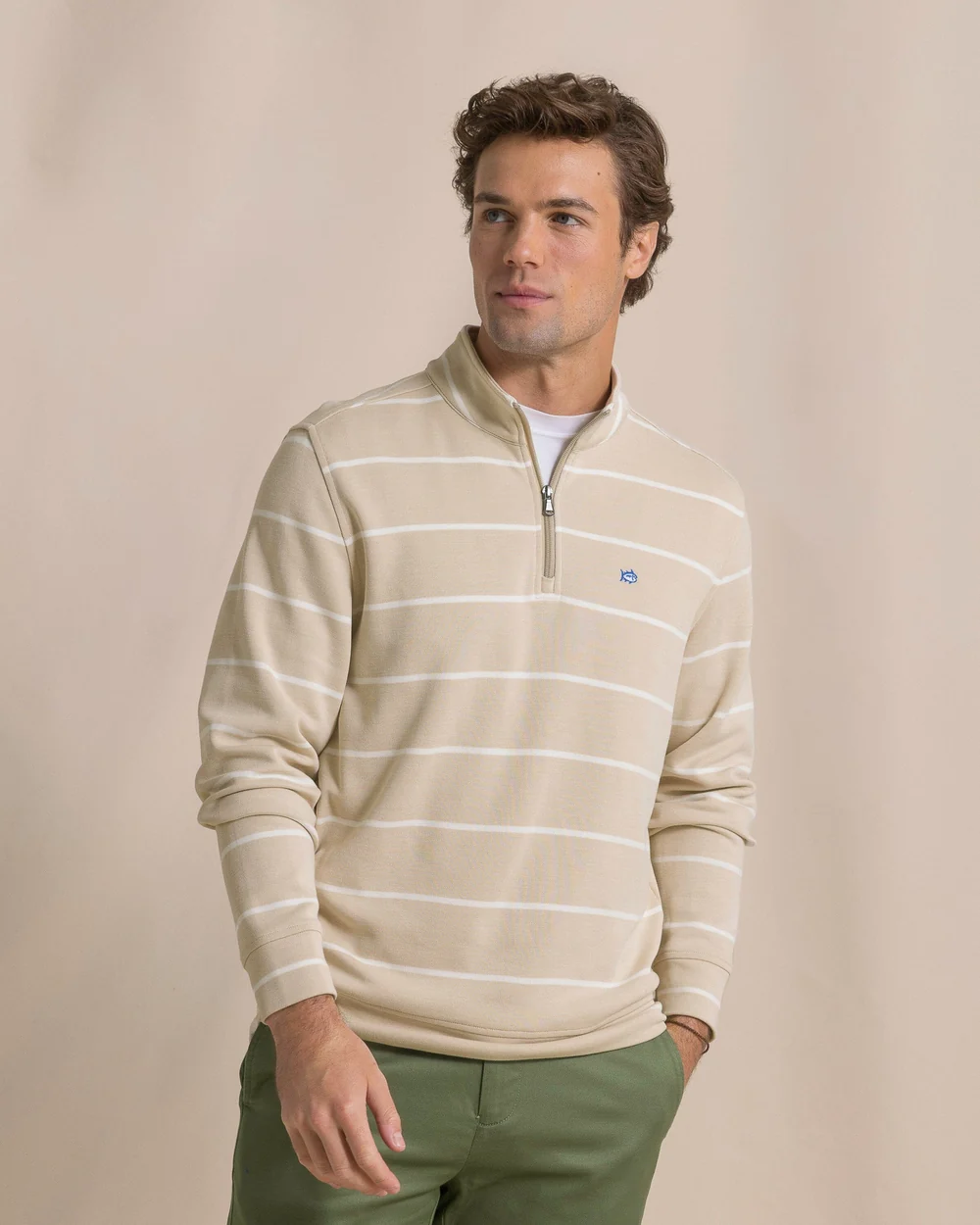 SAFARI SANDY STRIPE QTR ZIP