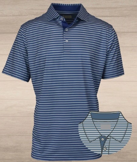 BLUE & TAN MILLER STRIPE POLO