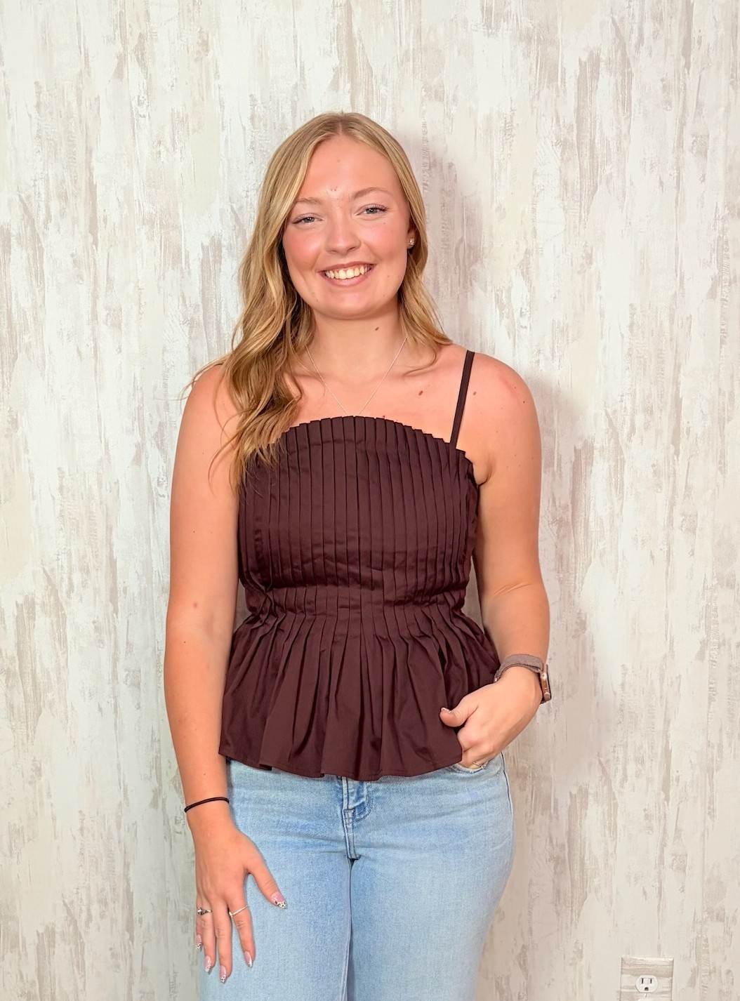 PLEATED CAMI TOP