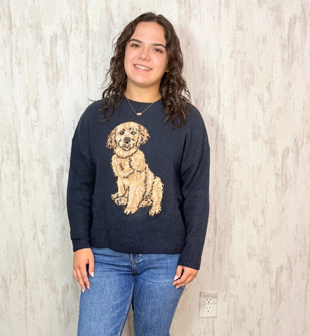 NAVY PAW CREW SWEATER