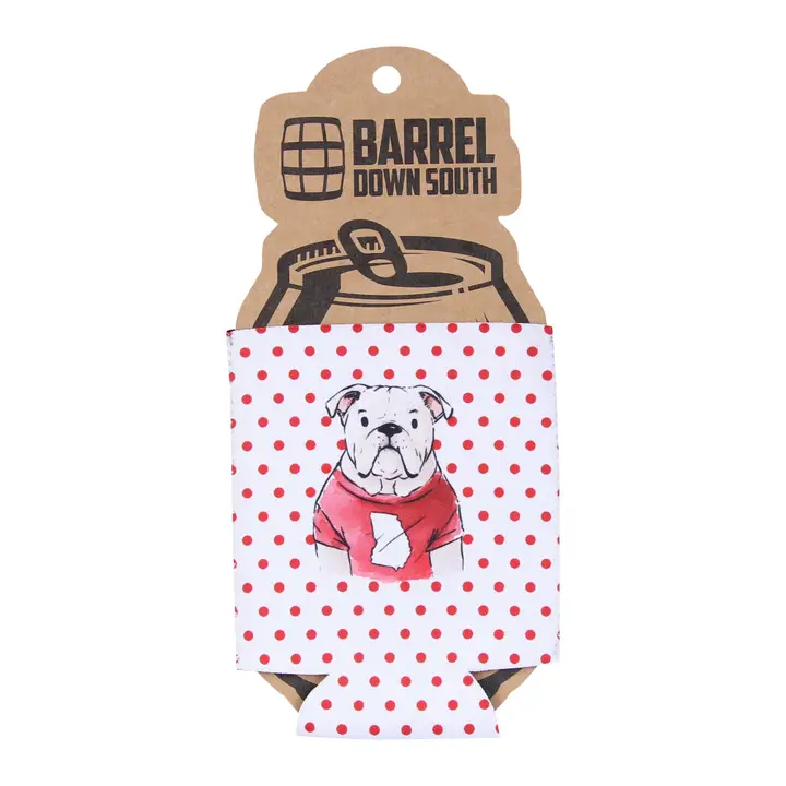 RED POLKA DOT BULLDOG CAN COOLER