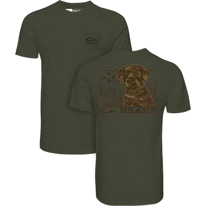 YTH CHOCOLATE LAB OLIVE TEE