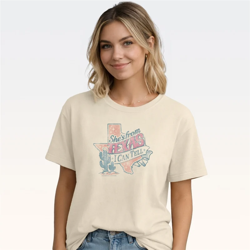 NATURAL SHE'S FROM TEXAS TEE