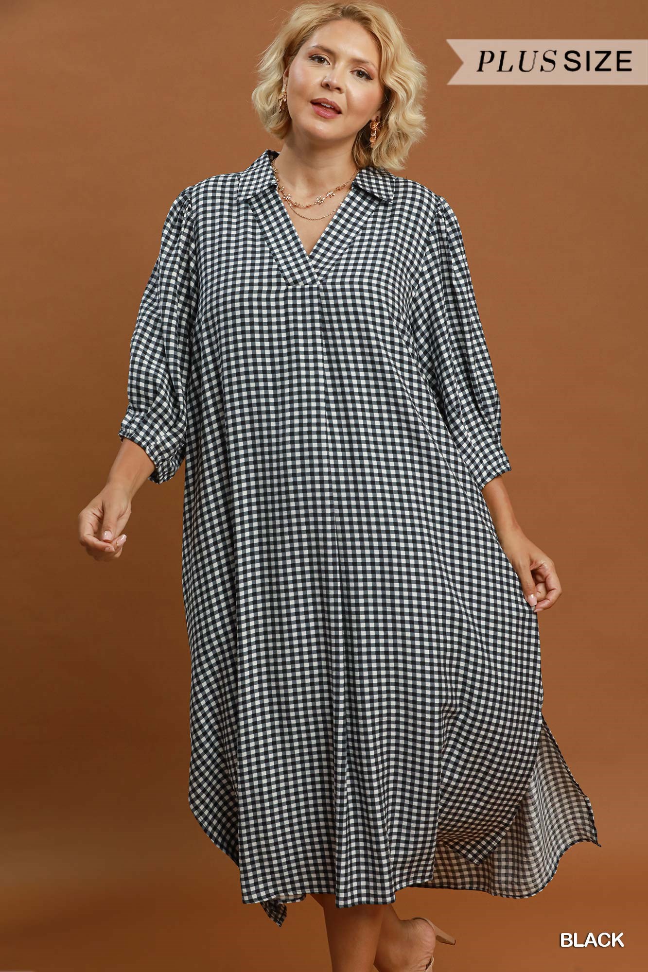 GINGHAM COLLAR DRESS