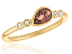 BURGUNDY TEAR GOLD LAYER RING