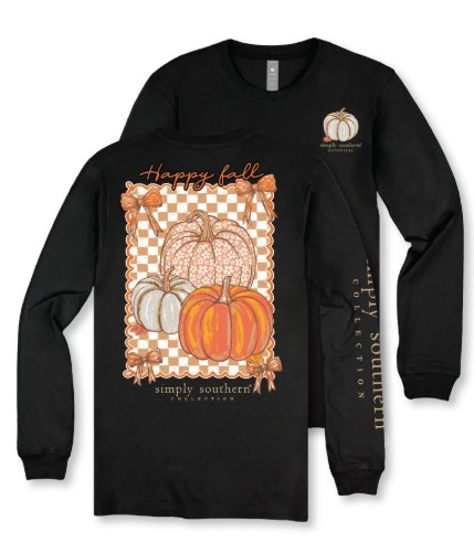 YTH LS HAPPY FALL BLACK TEE
