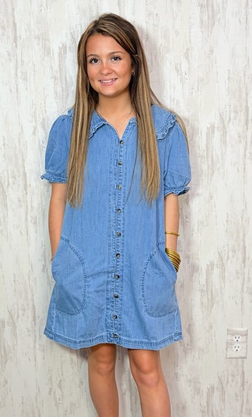 DENIM BUTTON DRESS