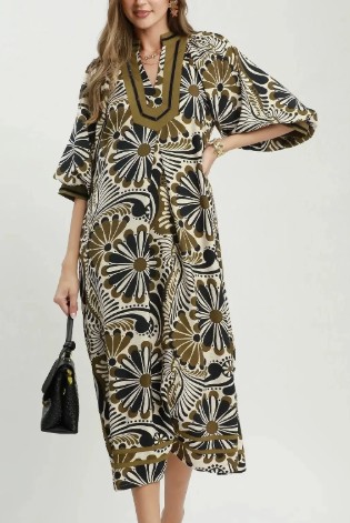 ABSTRACT MIDI DRESS