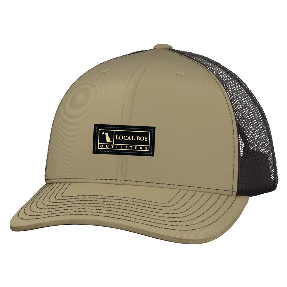 KHAKI/COFFEE WOVEN LABEL HAT