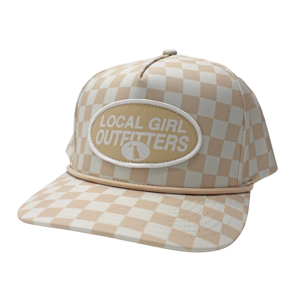 KHAKI CHECKER LG OVAL ROPE HAT
