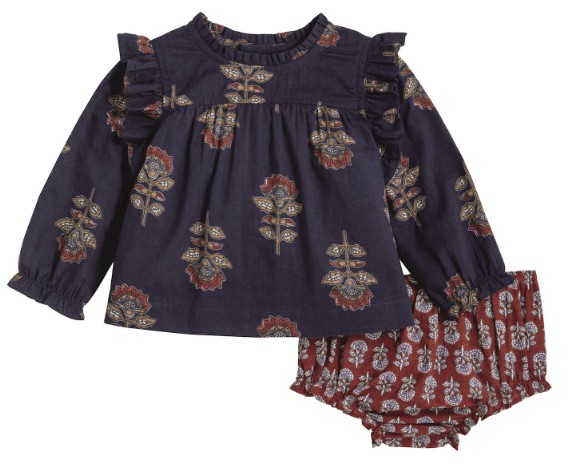 NAVY FLORAL PINAFORE SET