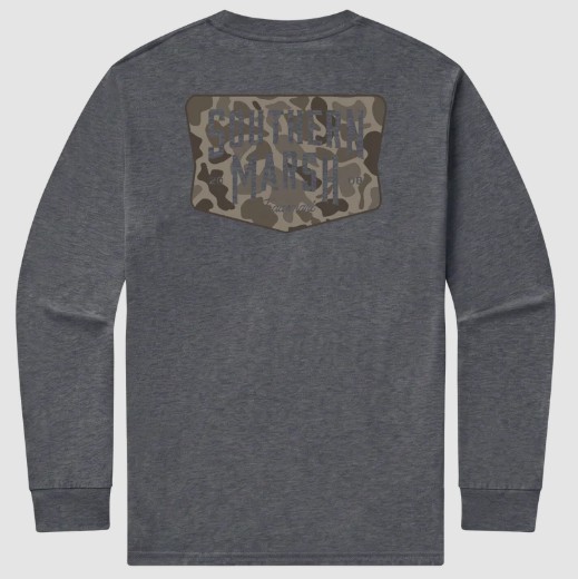 GRAY LS CAMO SHIELD TEE
