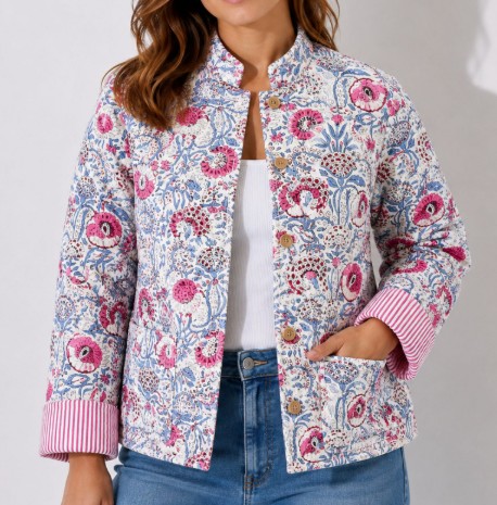OS PINK & BLUE QUILT JACKET