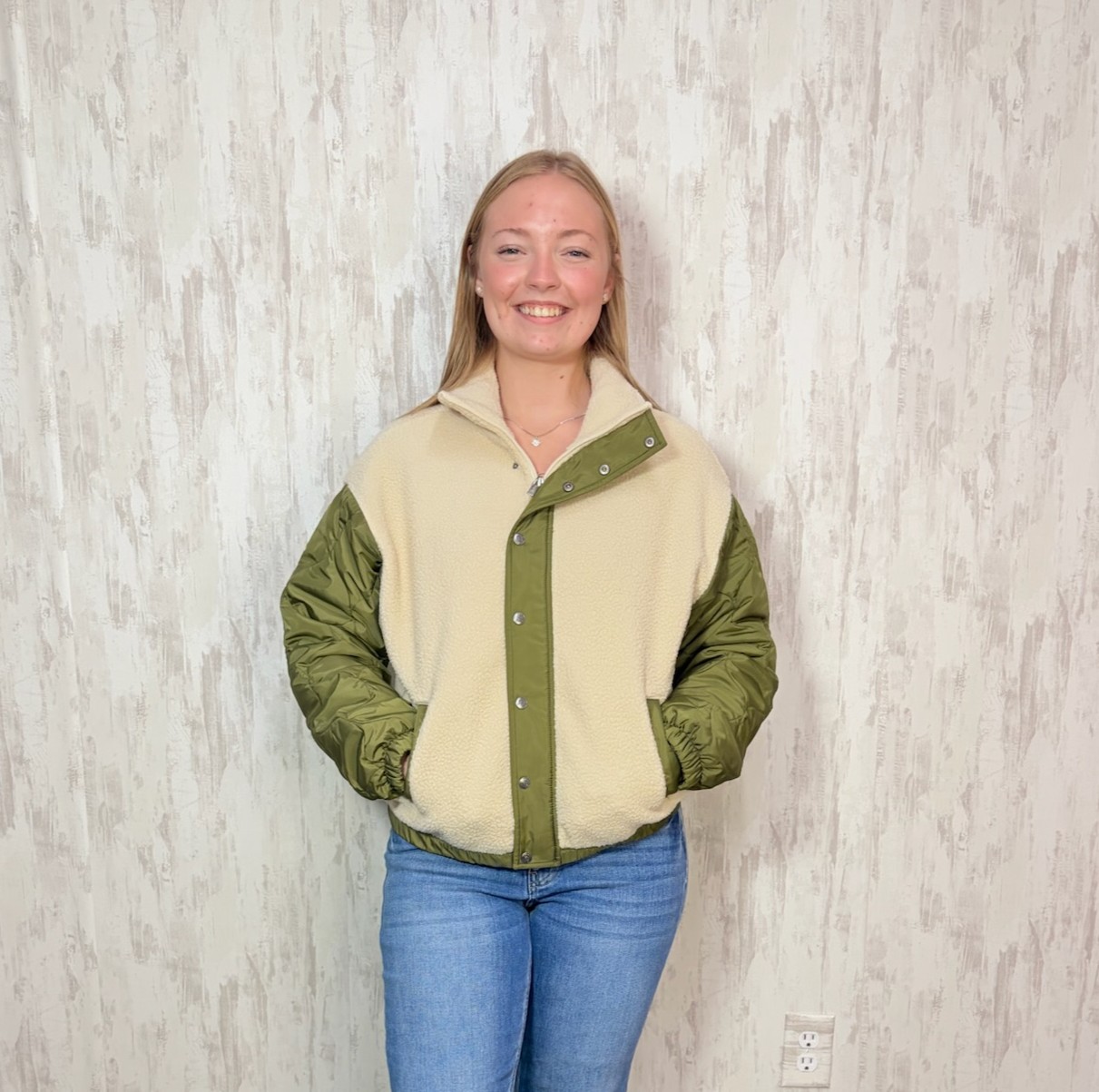 MOSS GREEN SHERPA JACKET