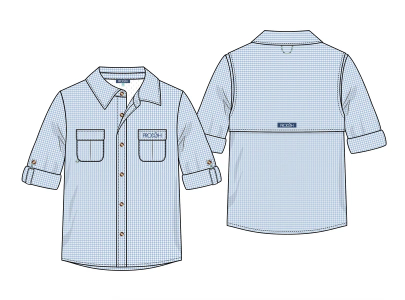 SKY GINGHAM FISHING SHIRT