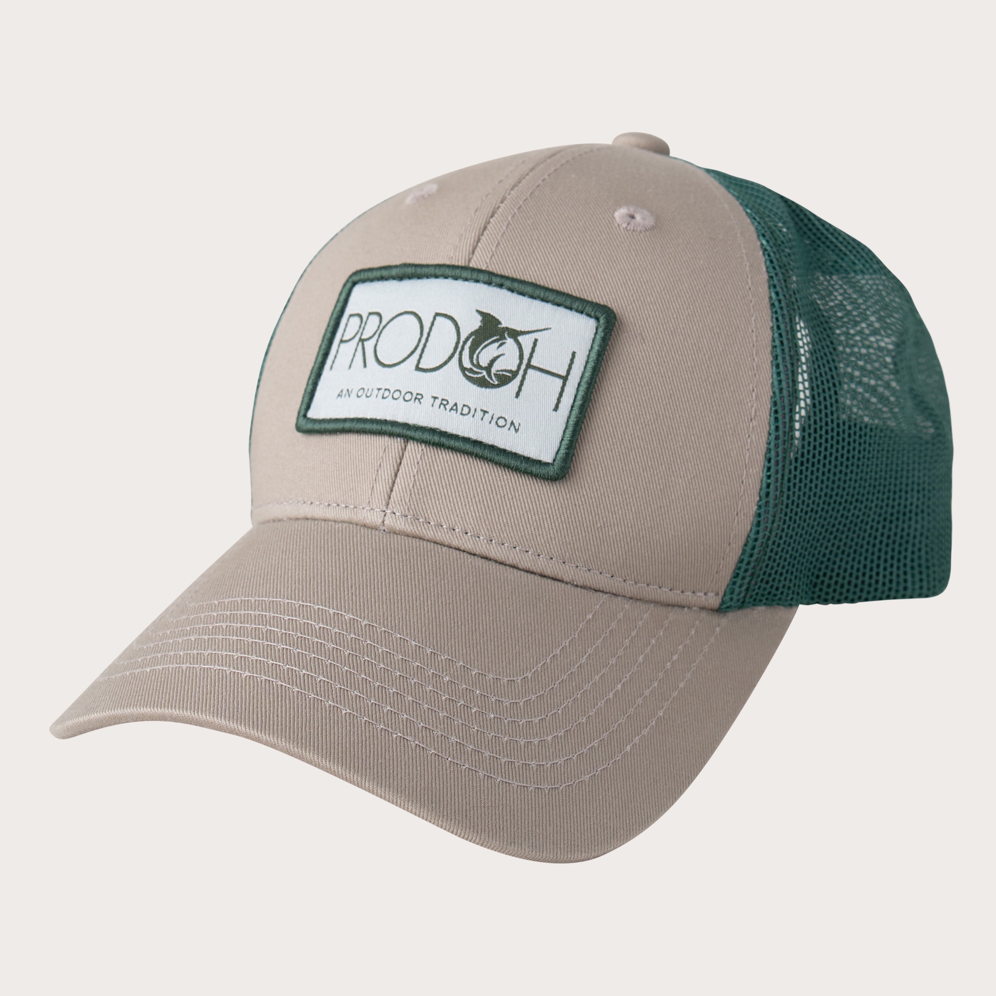 TRENCH COAT TAN & GREEN LOGO HAT