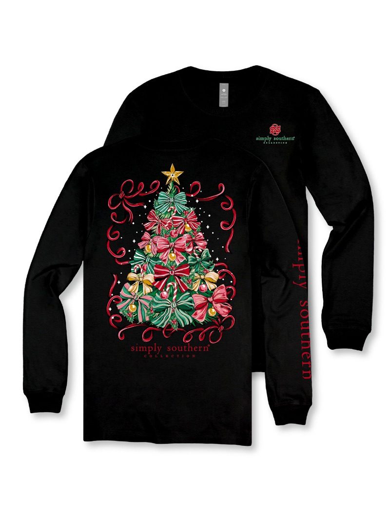 LS XMASTREE BLACK TEE