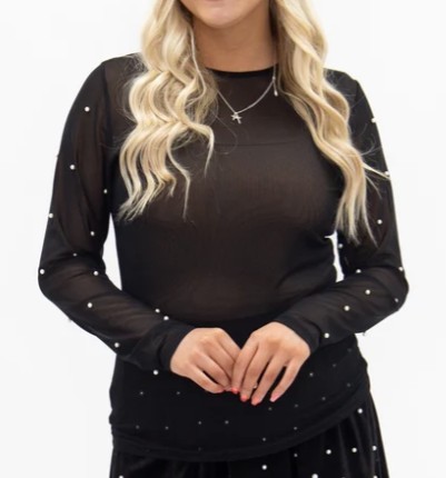 MESH PEARL DETAIL LS TOP