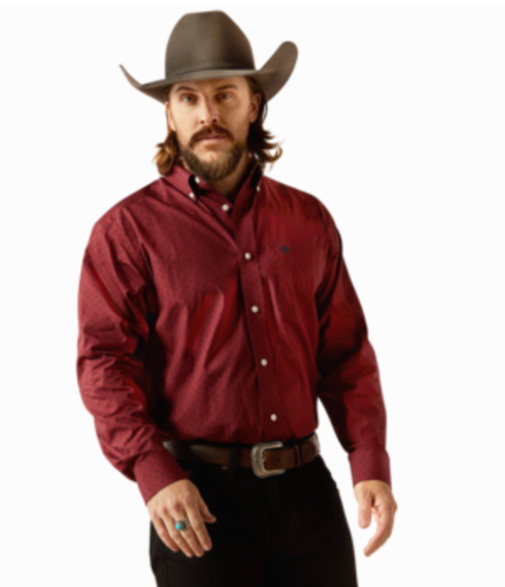 ISAAC LS SHIRT DRK RED