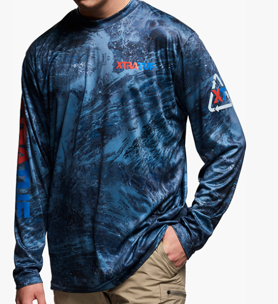 BLUE REALTREE LS TEE