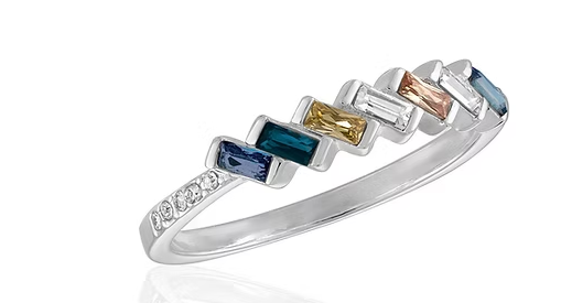 SLANTED MULT BAGUETTE STK RING