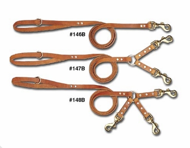 LEATHER BULLY 2-DOG LEAD 5/8"X4'