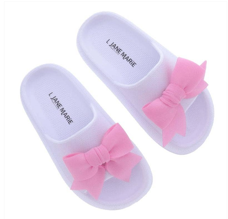 KIDS WHITE PINK BOW SANDAL