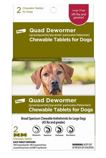 QUAD DEWORMER CHEWS 45+LB 2CT